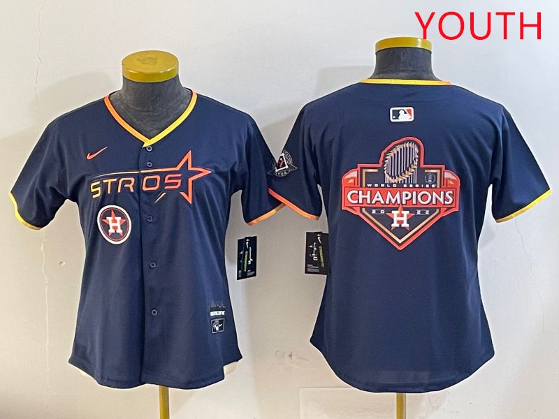 Youth Houston Astros Blank Drak Blue Three generations Joint Name 2025 Nike MLB Jersey style 25